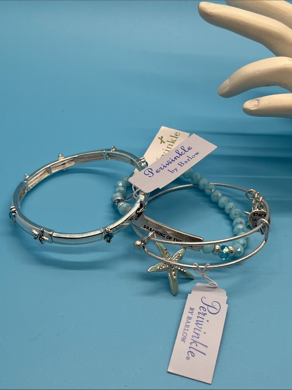 Periwinkle by Barlow Aqua Blue and Silver Charm Bracelet Set